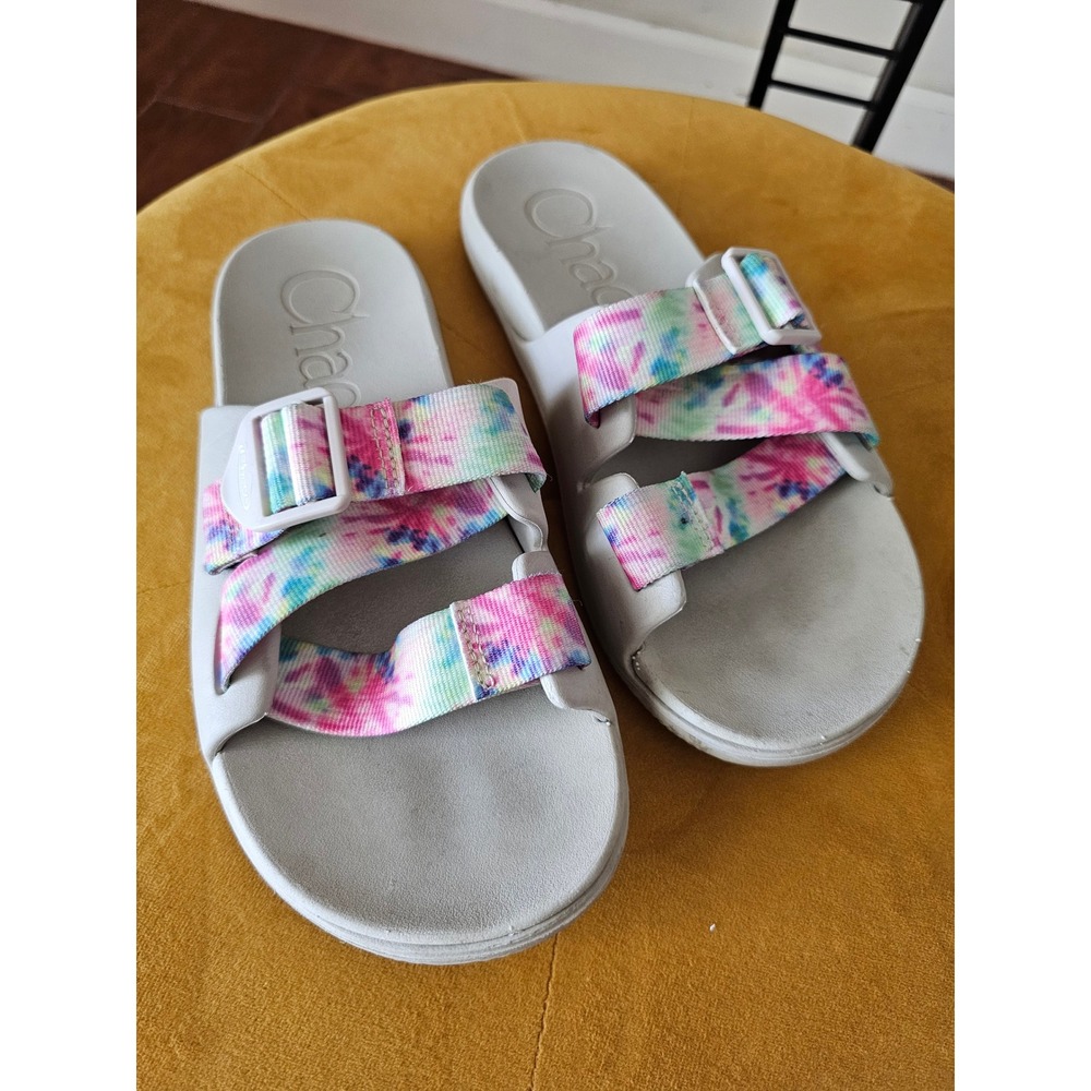 Chaco Chillos Slide Sandals Womens Grey Tie Dye Adjustable Straps LUVSEAT Arch 8